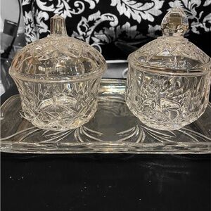Crystal Glass Sugar and Creamer Set